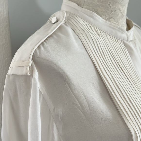 Silk Tuxedo Pin-tucked Oversized Shirt Blouse by Isabel Marant. - Picture 3 of 7